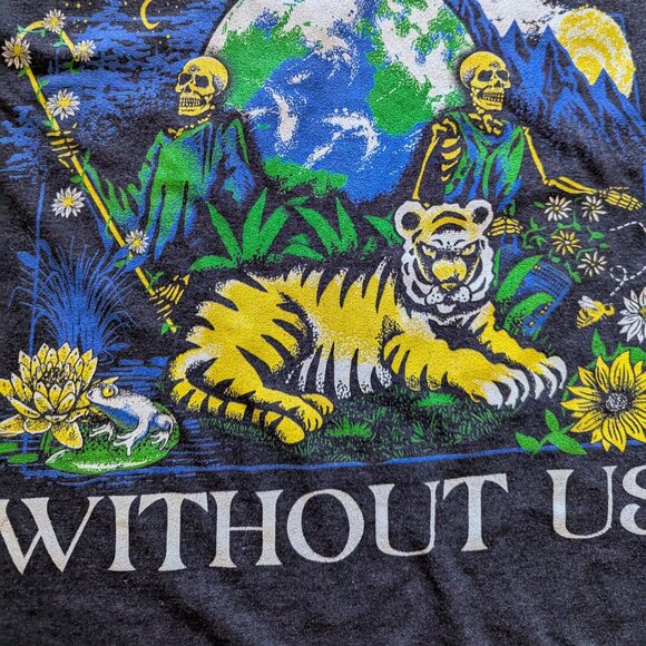 Dark Gray Graphic T-shirt, "Earth Was Better Without Us", M - Picture 3 of 9